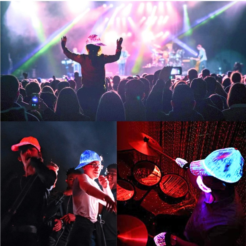 Fiber Optic Cap LED hat 7 Colors Luminous Glowing EDC Baseball Hats USB white - Picture 12 of 17